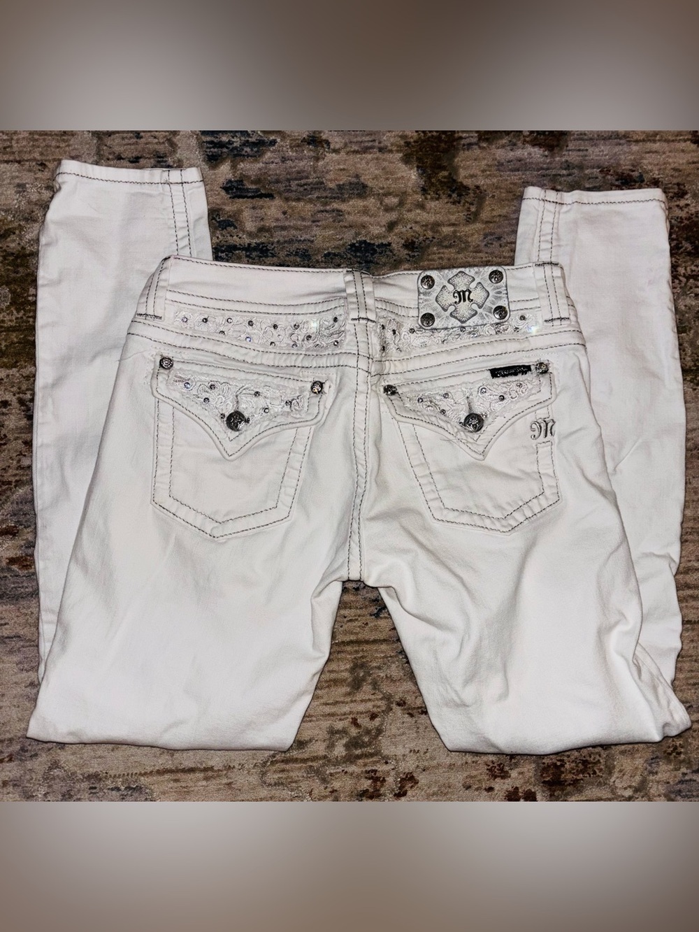 Miss Me White Ankle Skinny Jeans